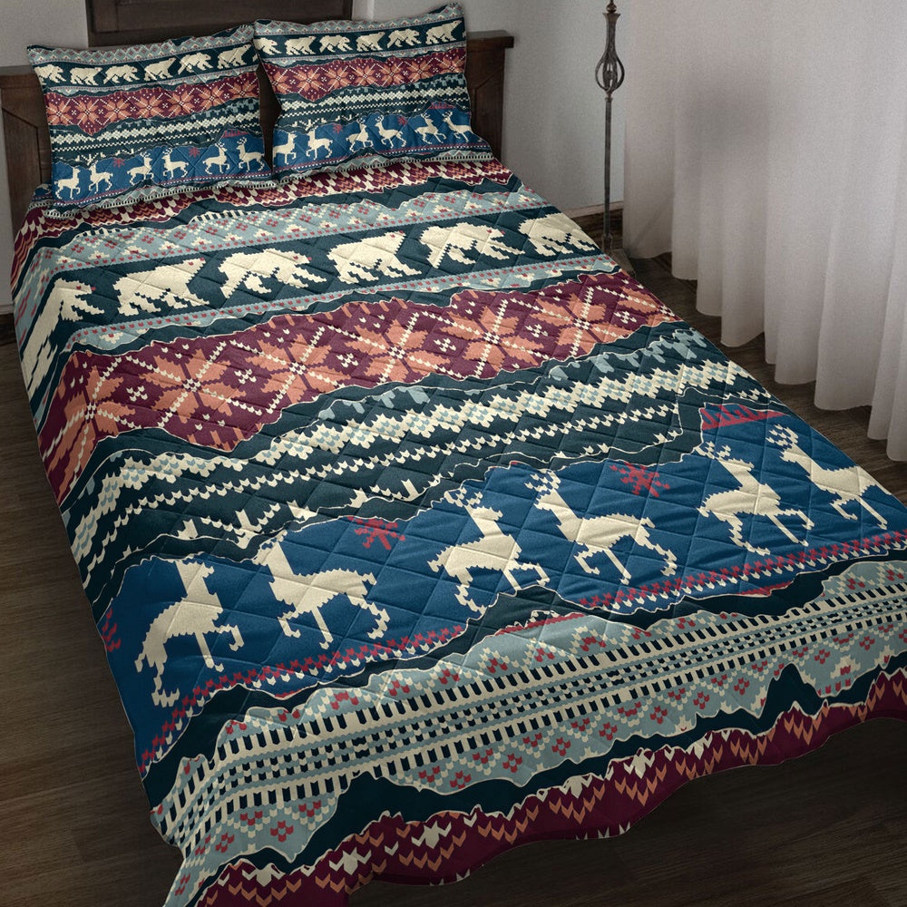 Winter Nordic Patchwork Abstract Jacquard Patchworkmas Bedding Set, Christmas Beddings, Xmas Bedding Sets