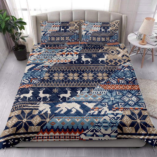 Winter Nordic Style Abstract Jacquard Seamless Patchwork Bedding Set, Christmas Beddings, Xmas Bedding Sets