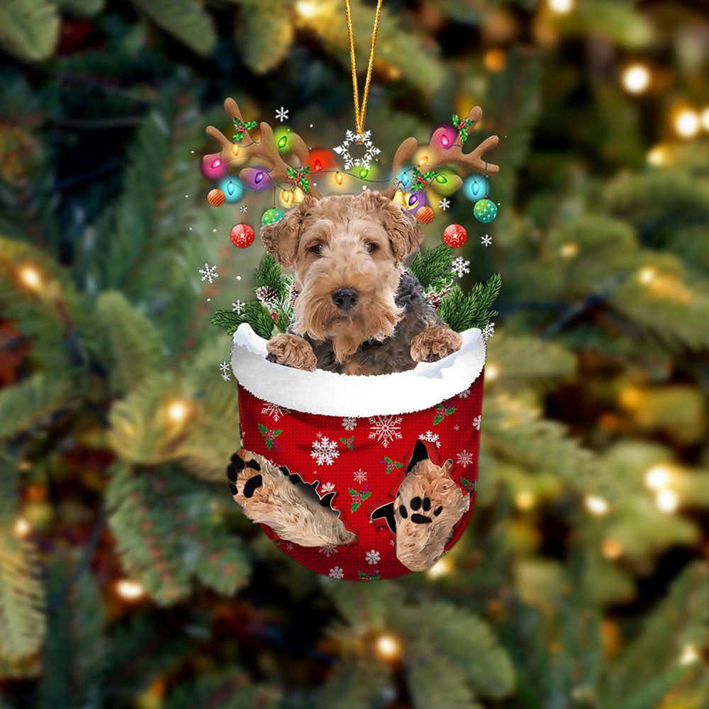 Wire Fox Terrier 1 In Snow Pocket Christmas Ornament, Ornament Gift Dog Lovers, Christmas Ornament
