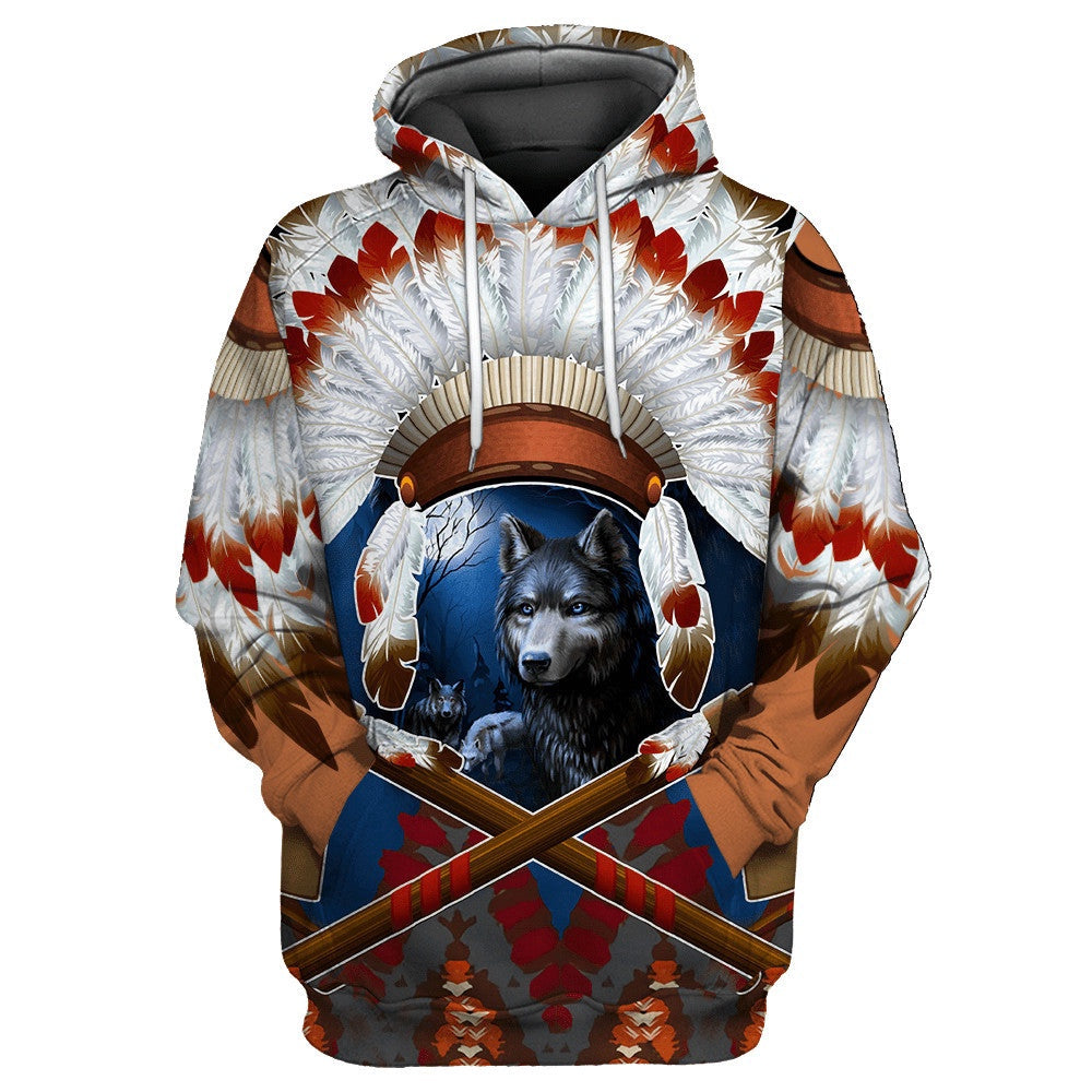 Woft Warrior Native American All Over Printed Hoodie, Native American Hoodie, 3D Native American Hoodie