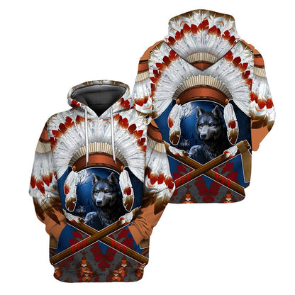 Woft Warrior Native American All Over Printed Hoodie, Native American Hoodie, 3D Native American Hoodie