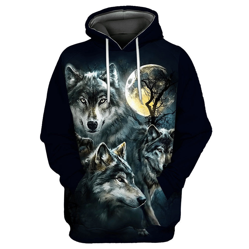 Wolf Moon Native American All Over Printed Hoodie, Native American Hoodie, 3D Native American Hoodie