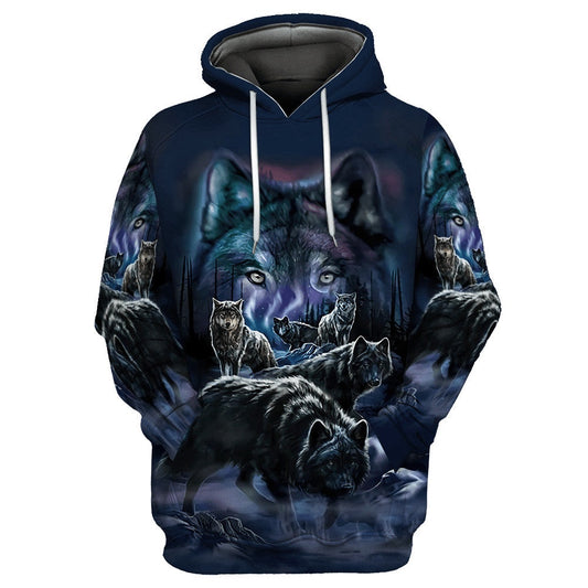 Wolf Pack Native American All Over Printed Hoodie, Native American Hoodie, 3D Native American Hoodie