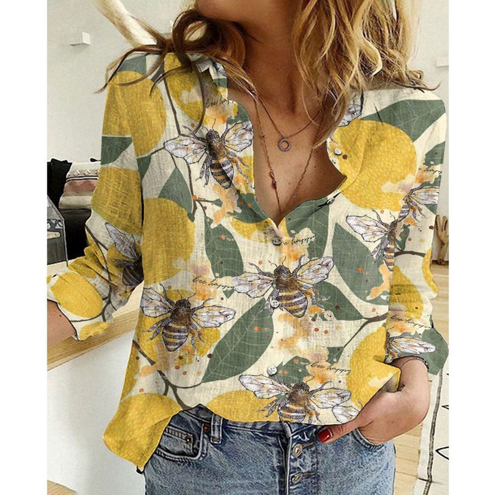 Women Casual Shirt, Bee Mango Art Casual Shirt, Casual Shirt, Casual Shirts For Women