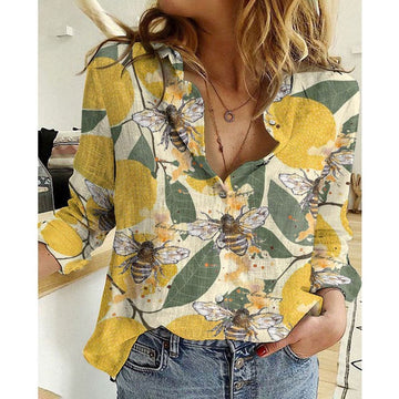 Women Casual Shirt, Bee Mango Art Casual Shirt, Casual Shirt, Casual Shirts For Women