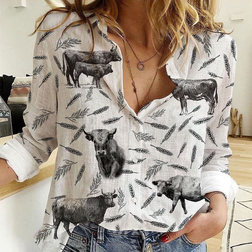 Women Casual Shirt, Charolais Pattern Casual Shirt, Casual Shirt, Casual Shirts For Women
