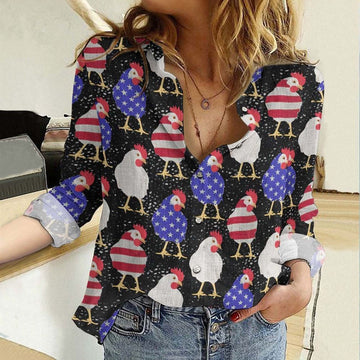 Women Casual Shirt, Chicken Flag Casual Shirt, Casual Shirt, Casual Shirts For Women