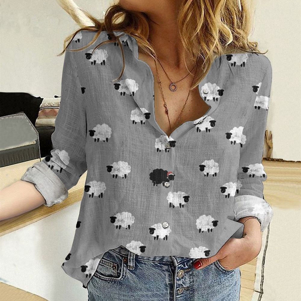 Women Casual Shirt, Christmas Black Sheep Casual Shirt, Casual Shirt, Casual Shirts For Women