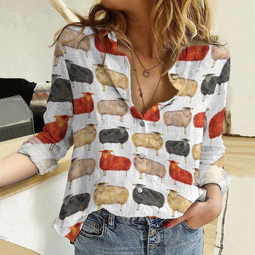 Women Casual Shirt, Colorful Sheep Casual Shirt, Casual Shirt, Casual Shirts For Women