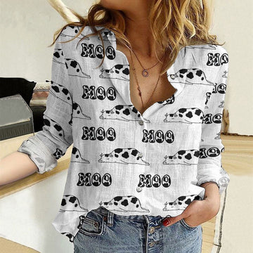 Women Casual Shirt, Cow Moo Moo Casual Shirt, Casual Shirt, Casual Shirts For Women
