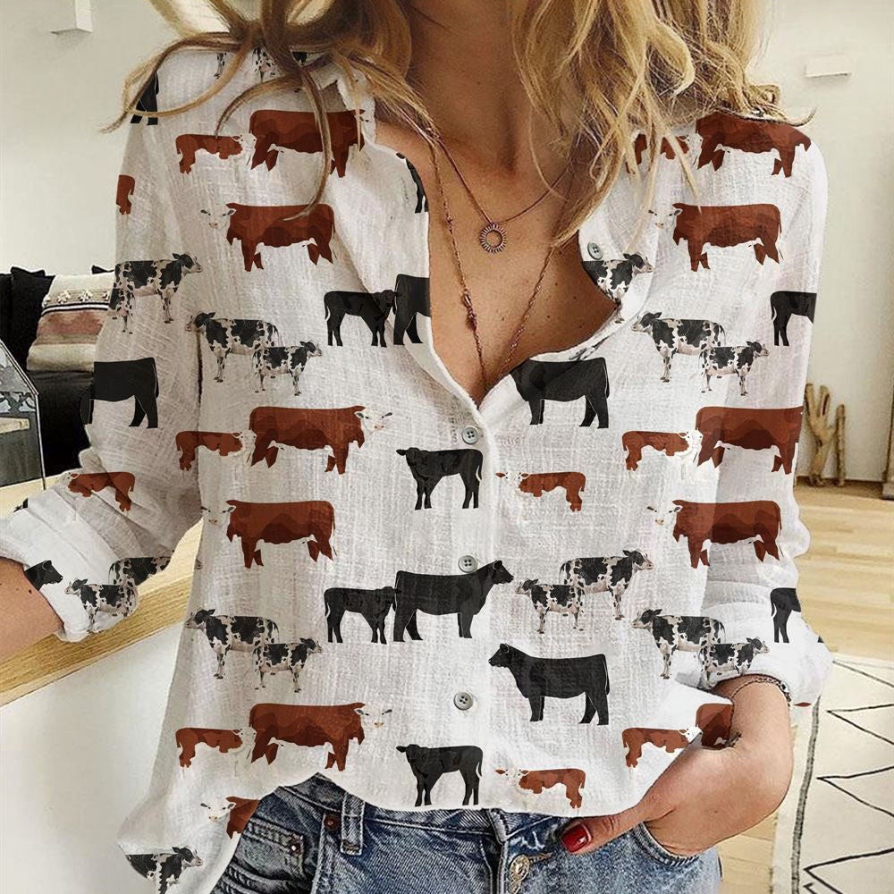 Women Casual Shirt, Cow Pattern Casual Shirt, Casual Shirt, Casual Shirts For Women