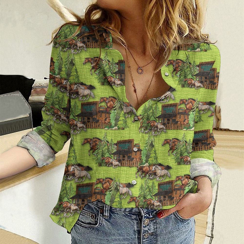 Women Casual Shirt, Cowboy Green 3D Casual Shirt, Casual Shirt, Casual Shirts For Women