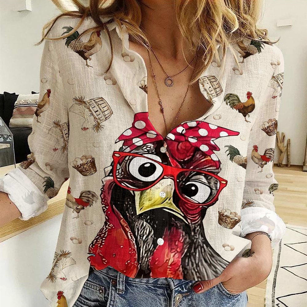 Women Casual Shirt, Cute Chicken Pattern Casual Shirt, Casual Shirt, Casual Shirts For Women