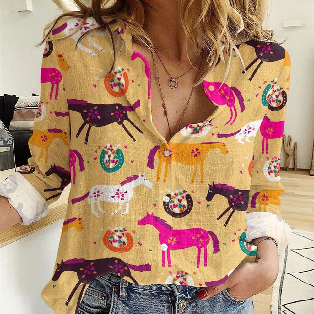 Women Casual Shirt, Cute Horses 3D Casual Shirt, Casual Shirt, Casual Shirts For Women