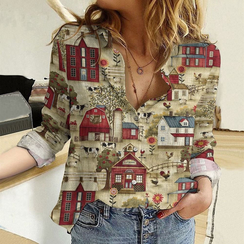 Women Casual Shirt, Dairy Cattle Farm Life Casual Shirt, Casual Shirt, Casual Shirts For Women