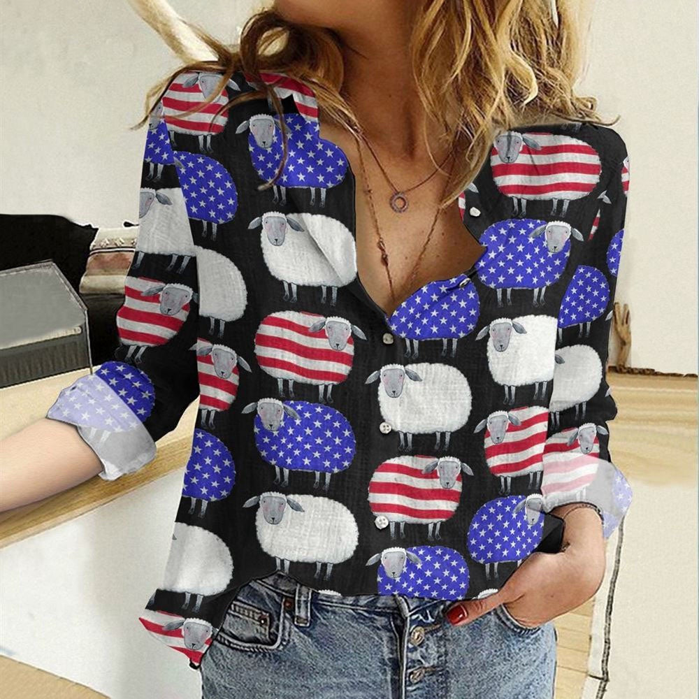 Women Casual Shirt, Flag Sheep Casual Shirt, Casual Shirt, Casual Shirts For Women