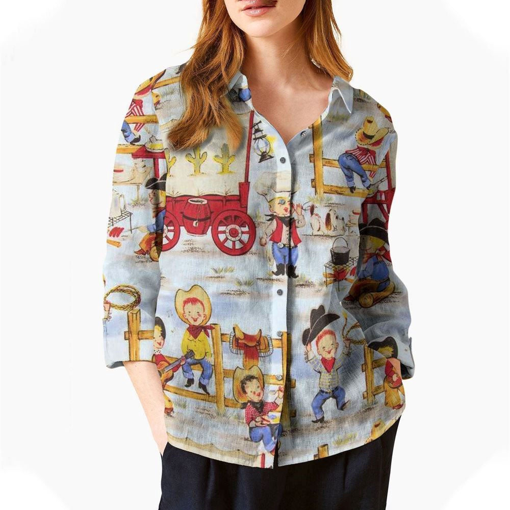Women Casual Shirt, Funny Cowboy 3D Casual Shirt, Casual Shirt, Casual Shirts For Women