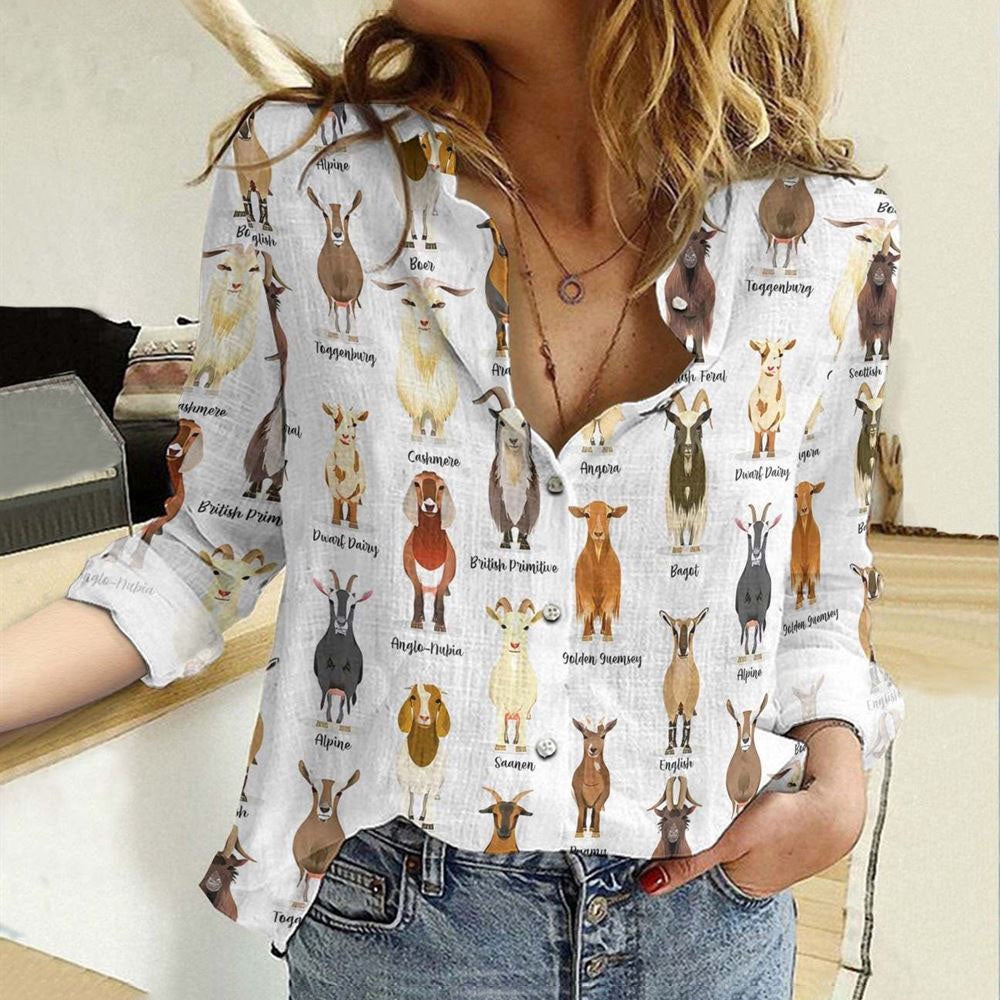 Women Casual Shirt, Goat Breeds Casual Shirt, Casual Shirt, Casual Shirts For Women