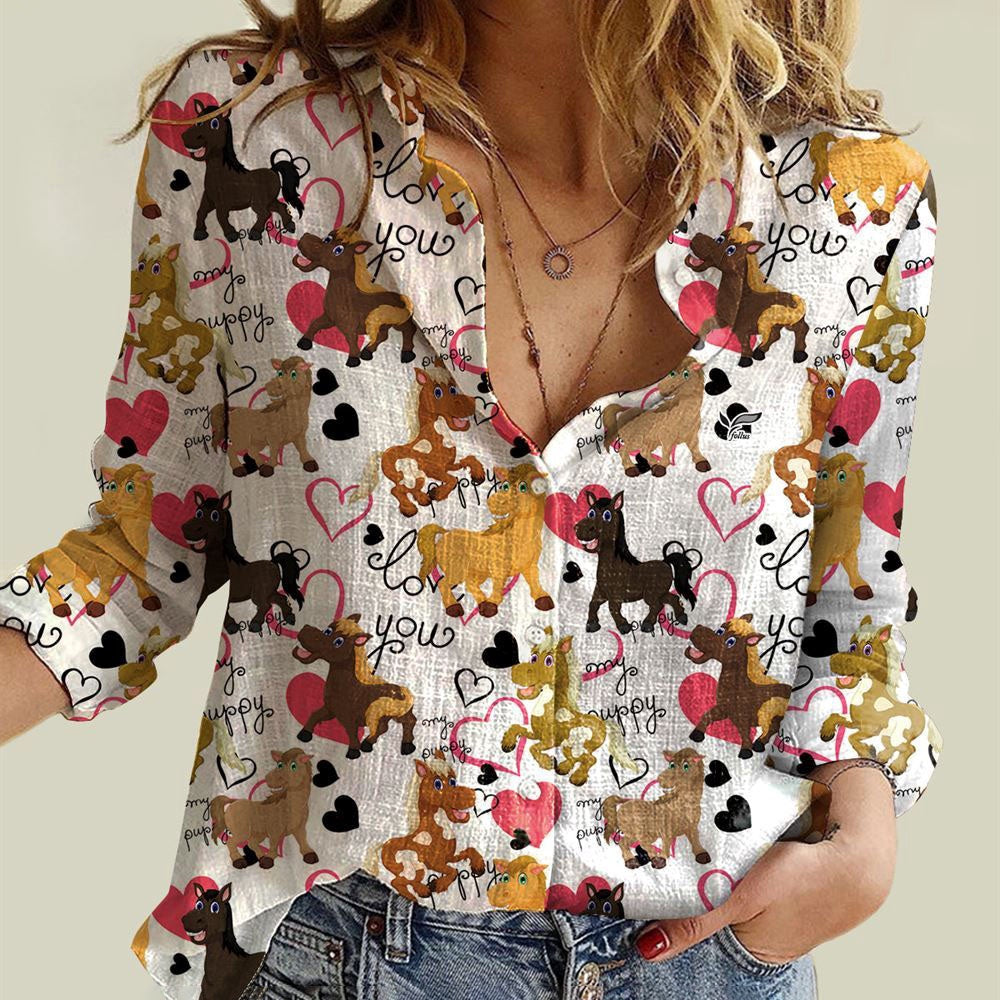 Women Casual Shirt, Horse Collection 3D Casual Shirt, Casual Shirt, Casual Shirts For Women