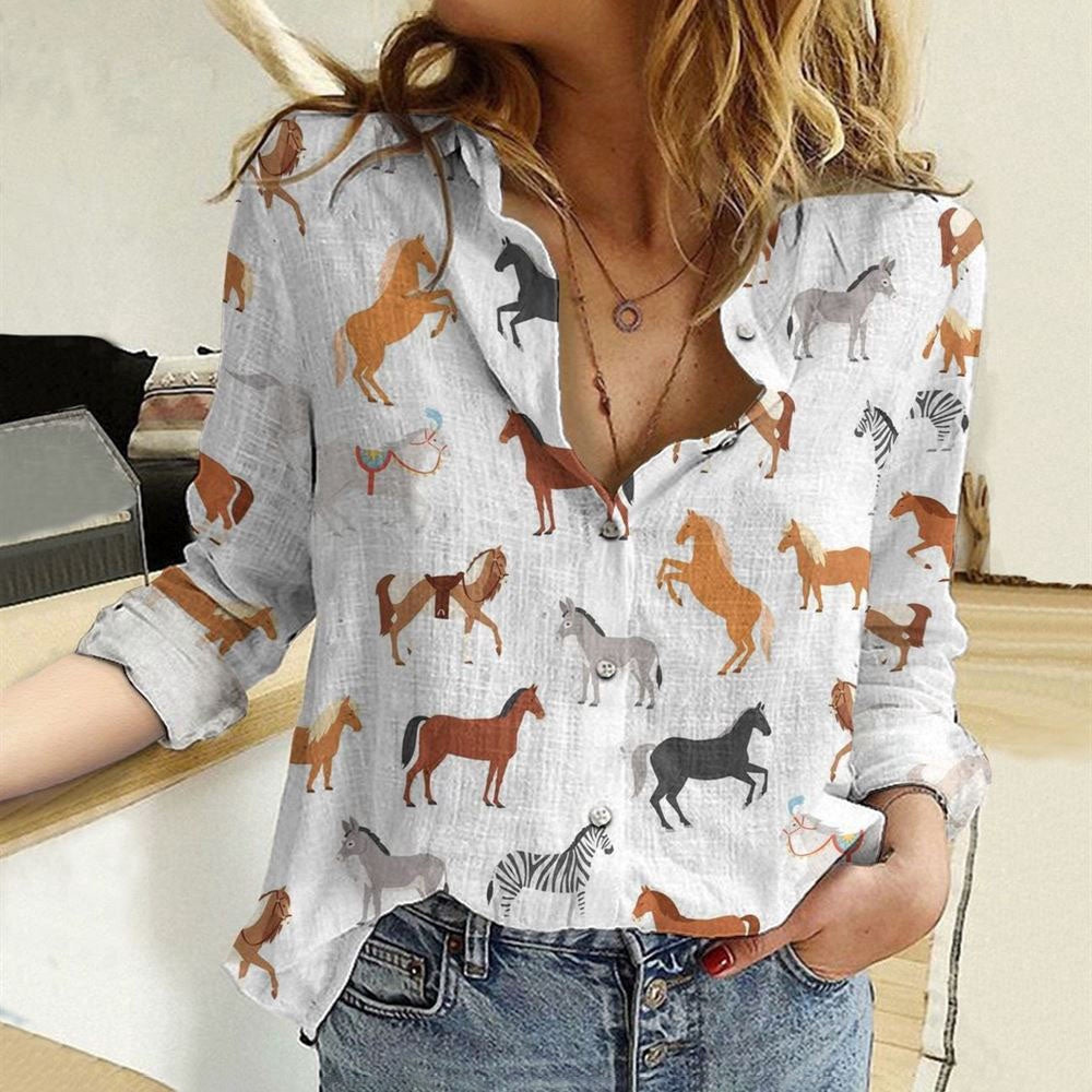 Women Casual Shirt, I Love Horse 2 3D Casual Shirt, Casual Shirt, Casual Shirts For Women