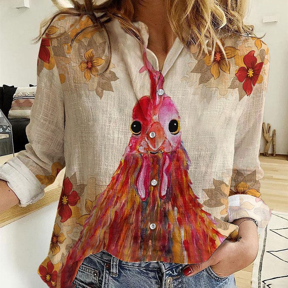 Women Casual Shirt, Rooster Fabulous Floral Pattern Casual Shirt, Casual Shirt, Casual Shirts For Women