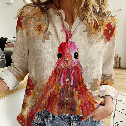 Women Casual Shirt, Rooster Fabulous Floral Pattern Casual Shirt, Casual Shirt, Casual Shirts For Women