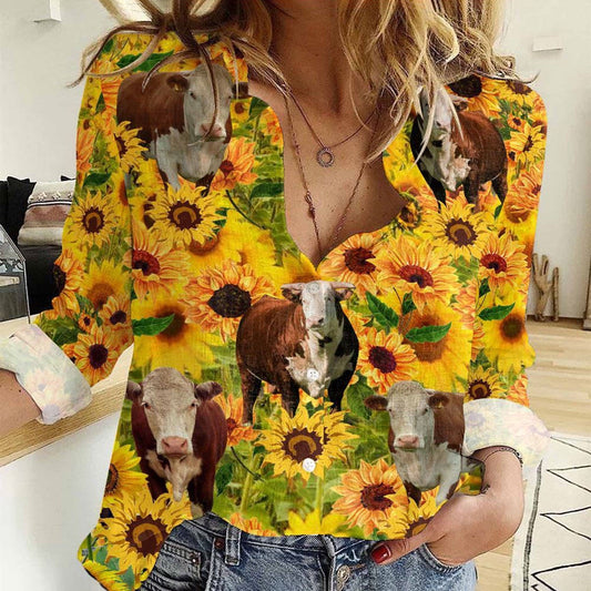 Women Casual Shirt, Sunflowers Hereford Casual Shirt, Casual Shirt, Casual Shirts For Women