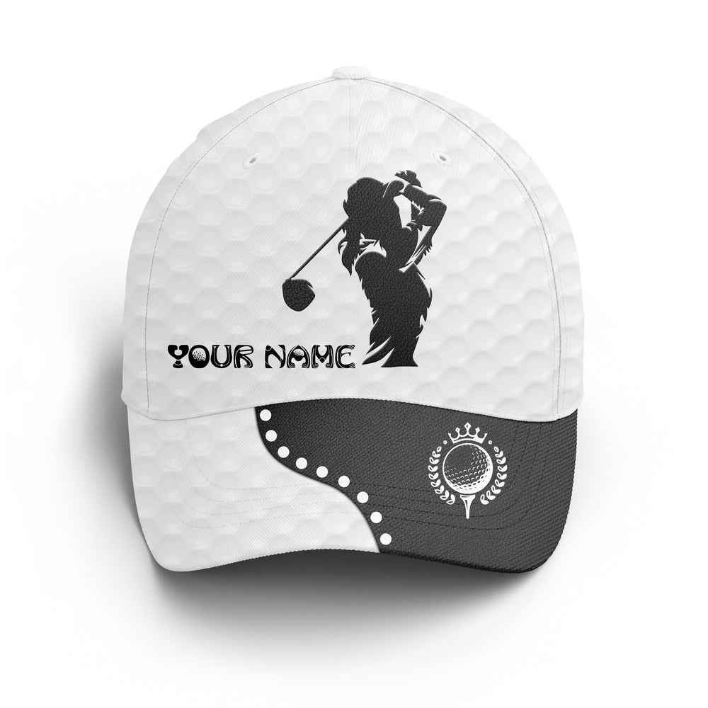 Women Golfer Hat Custom Name Black & White Golf Hats Unisex Baseball Women Golf Hats, Golf Baseball Cap