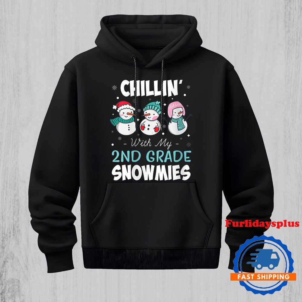 Womens Chillin With My 2nd Grade Snowmies Teacher Christmas Gift Hoodie, Christmas T Shirt, Christmas Sweatshirt