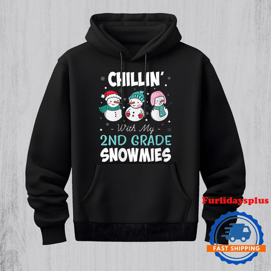 Womens Chillin With My 2nd Grade Snowmies Teacher Christmas Gift Hoodie, Christmas T Shirt, Christmas Sweatshirt
