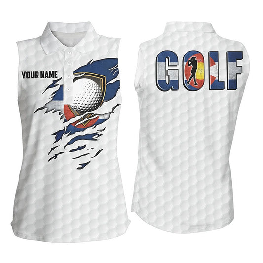 Womens Sleeveless Golf Polo Shirts Vintage Colorado Flag Custom Team Golf Shirts, Patriot Golf Tops, Women Golf Shirts