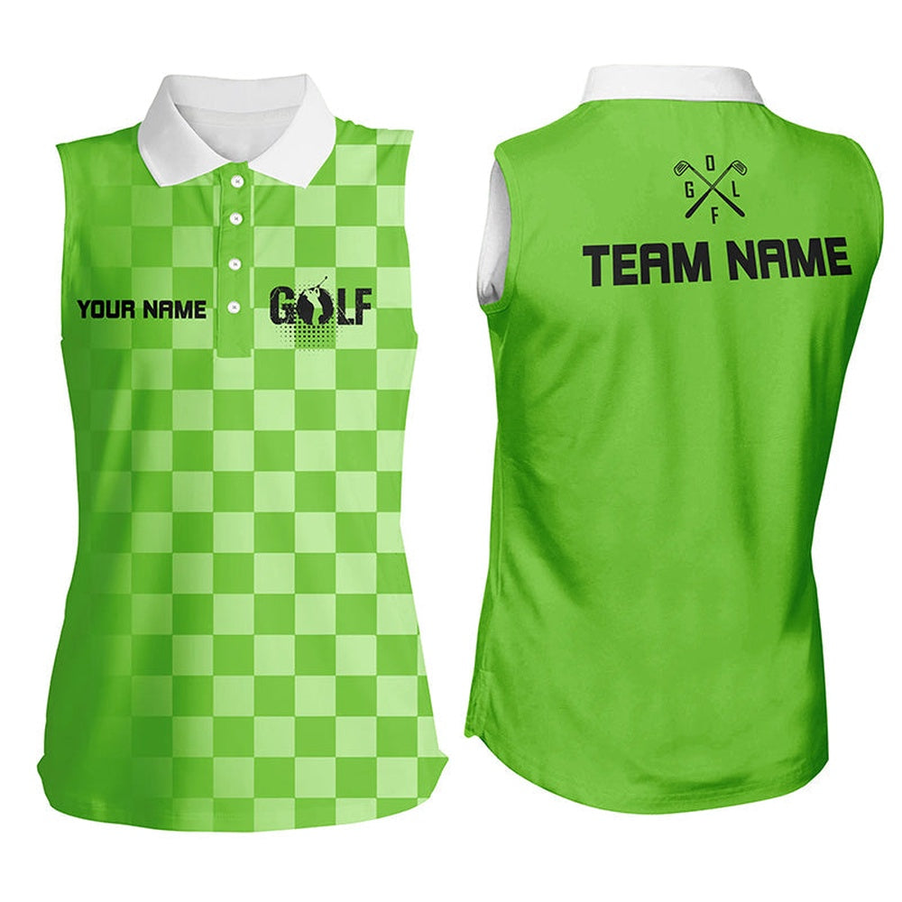 Womens Sleeveless Polo Shirt Custom Green Ladies Golf Shirts, Womens Golf Gifts, Women Golf Shirts