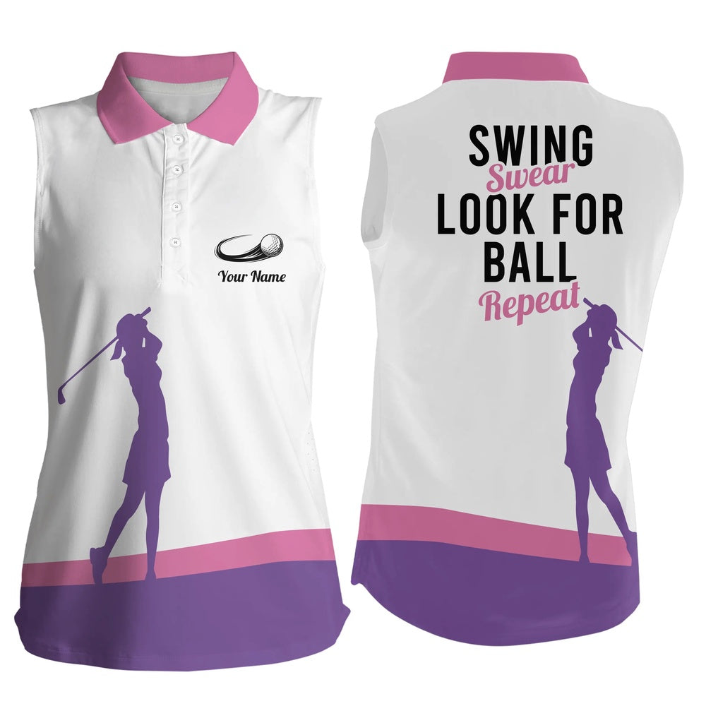 Womens Sleeveless Polo Shirt Swing Swear Look For Ball Repeat Pink Golf Shirts Custom Ladies Golf Tops, Women Golf Shirts