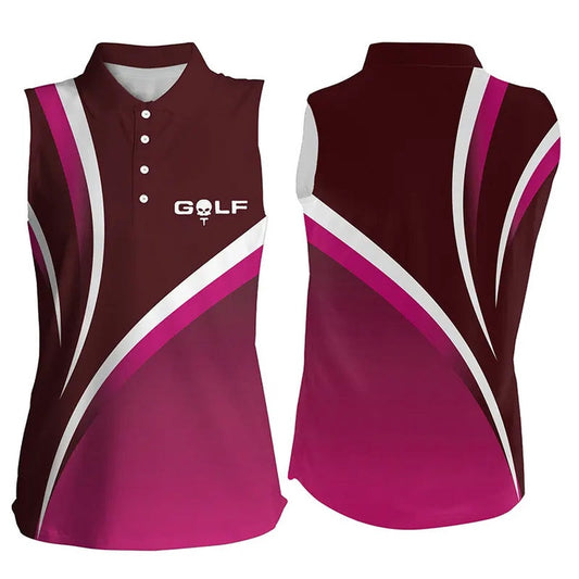 Womens Sleeveless Polo Shirts Ladies Golf Sleeveless Tops, Tournament Golf Shirts  Pink, Women Golf Shirts