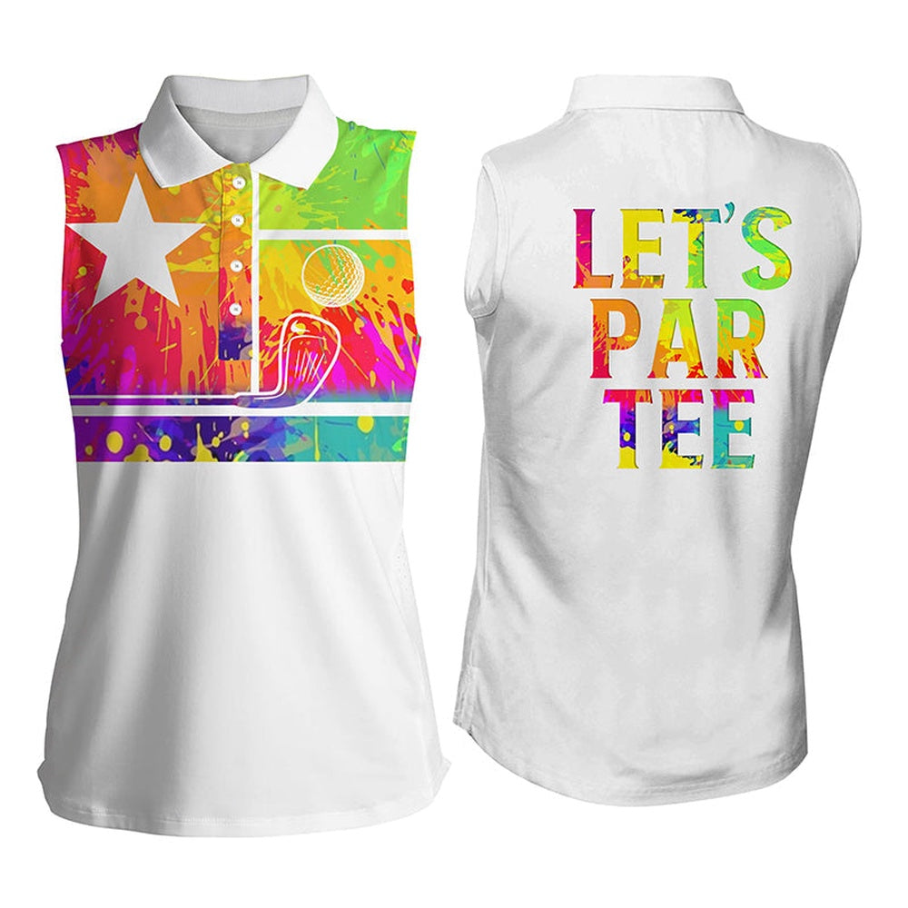 Womens Sleeveless Polo Shirts Watercolor Texas Flag Patriot Let Par Tee White Golf Shirt, Women Golf Shirts