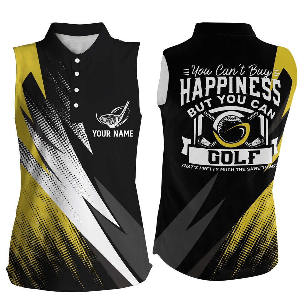 Womens Yellow Golf Sleeveless Polo Shirts Personalized Golf Shirts For Ladies Cool Golf Gifts For Her, Women Golf Shirts