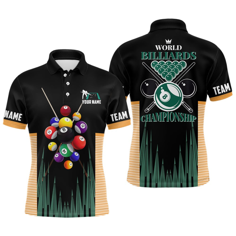 World Billiards Championship Custom Name 3D All Over Print Billiard Polo Shirts, Billiard Team Polo Shirts
