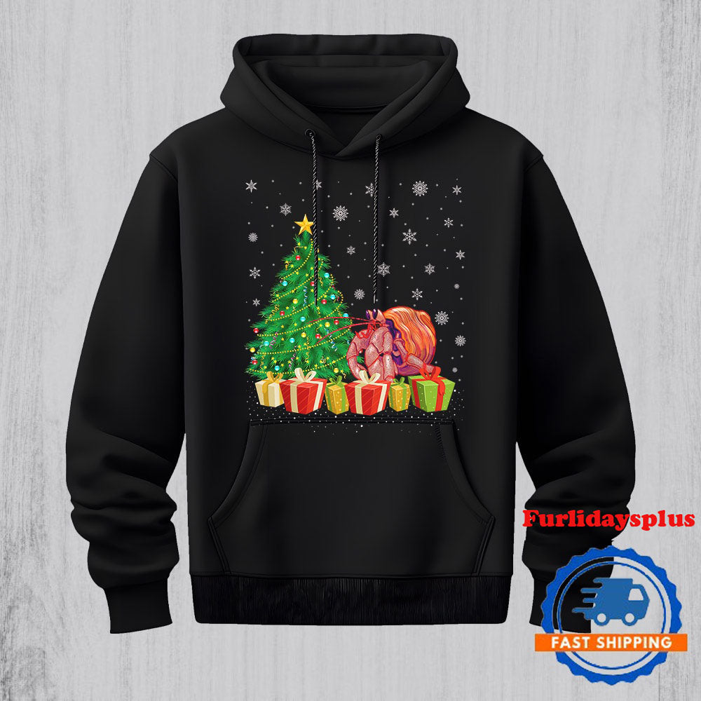 Xmas Tree Lighting Santa Hat Hermit Crab Christmas Hoodie, Christmas T Shirt, Christmas Sweatshirt