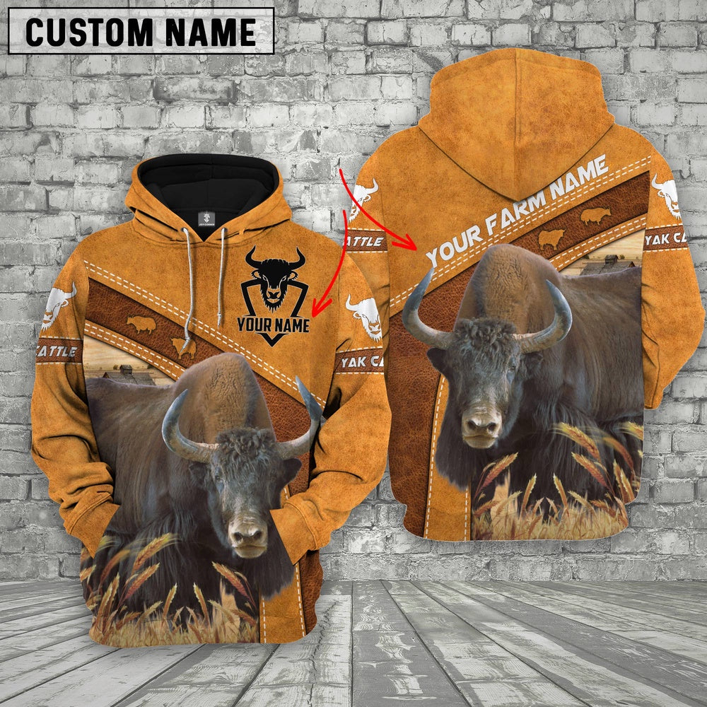 Yak Cattle Custom Name Printed Cattle 3D Hoodie, Farmer Hoodie, Custom Farm Shirts, Farmer T Shirt