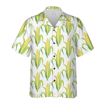 Yellow Corncobs With Green Leaves All Over Printed Hawaiian Shirt, Farm Hawaiian Shirt, Farmer Hawaii