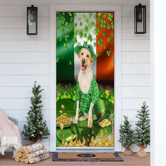 Yellow Labrador Door Cover, Patricks Day Home Door, Patrick Day Home Decor
