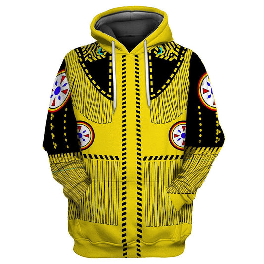 Yellow Native American All Over Printed Hoodie, Native American Hoodie, 3D Native American Hoodie