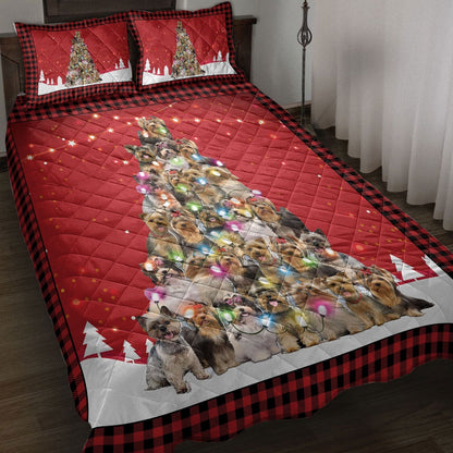 Yorkshire Terriermas Noel Xmas Tree Dog Bedding Set, Christmas Beddings, Xmas Bedding Sets