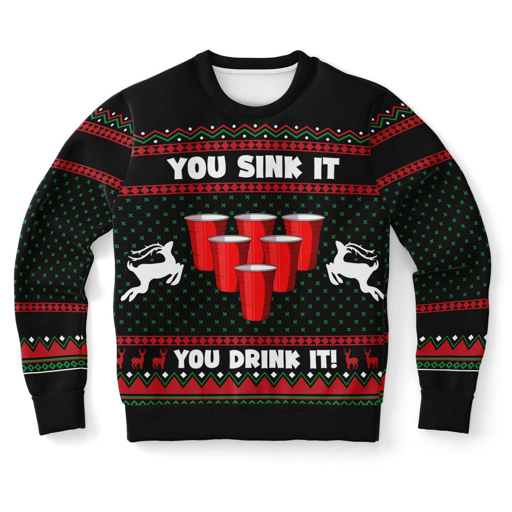 You Sink It You Drink It Ugly Christmas Sweater, Christmas Ugly Sweater, Sweater Xmas, Ugly Sweater