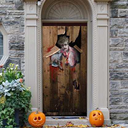 Zombie Halloween Door Cover Decorations for Front Door, Christmas Gift Decor