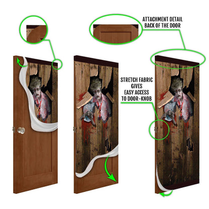 Zombie Halloween Door Cover Decorations for Front Door, Christmas Gift Decor
