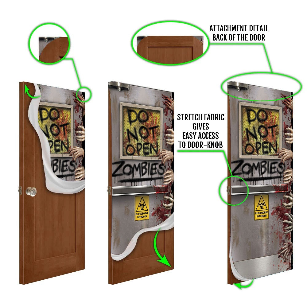 Zombies Lab Do Not Open Halloween Door Cover Decorations for Front Door, Christmas Gift Decor