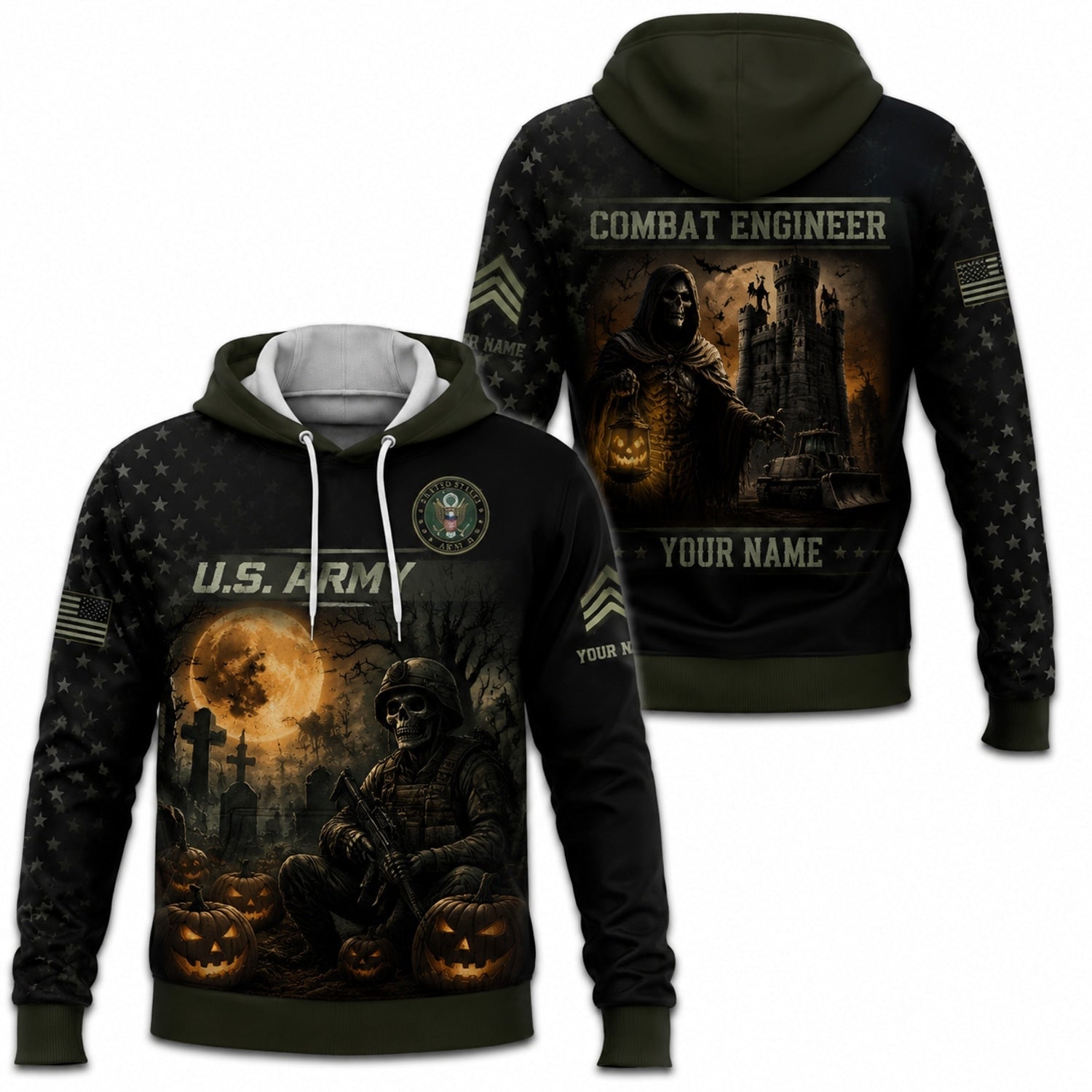 Custom Army Halloween Combat Engineer Hoodie