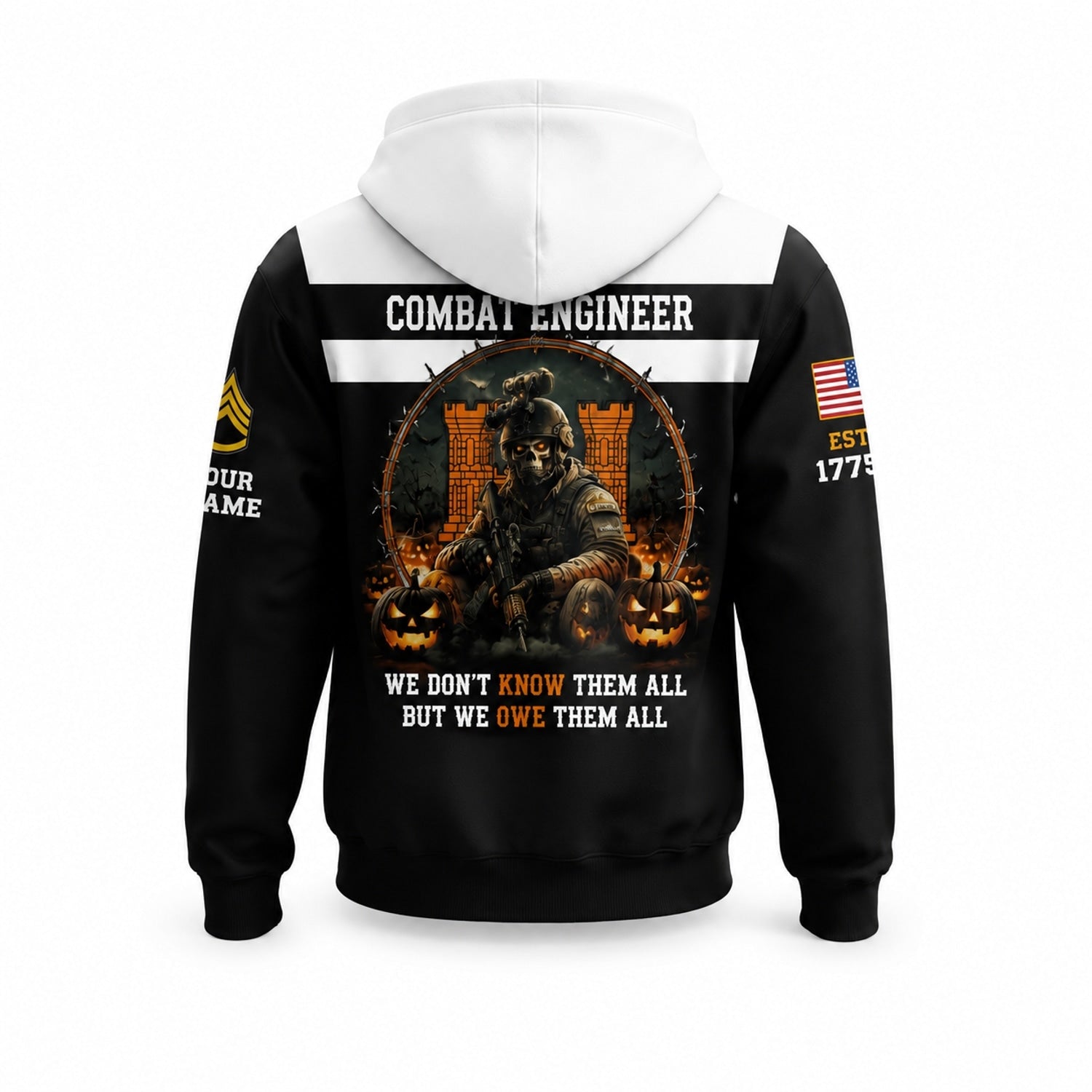 Custom Army Halloween Combat Hoodie Back View