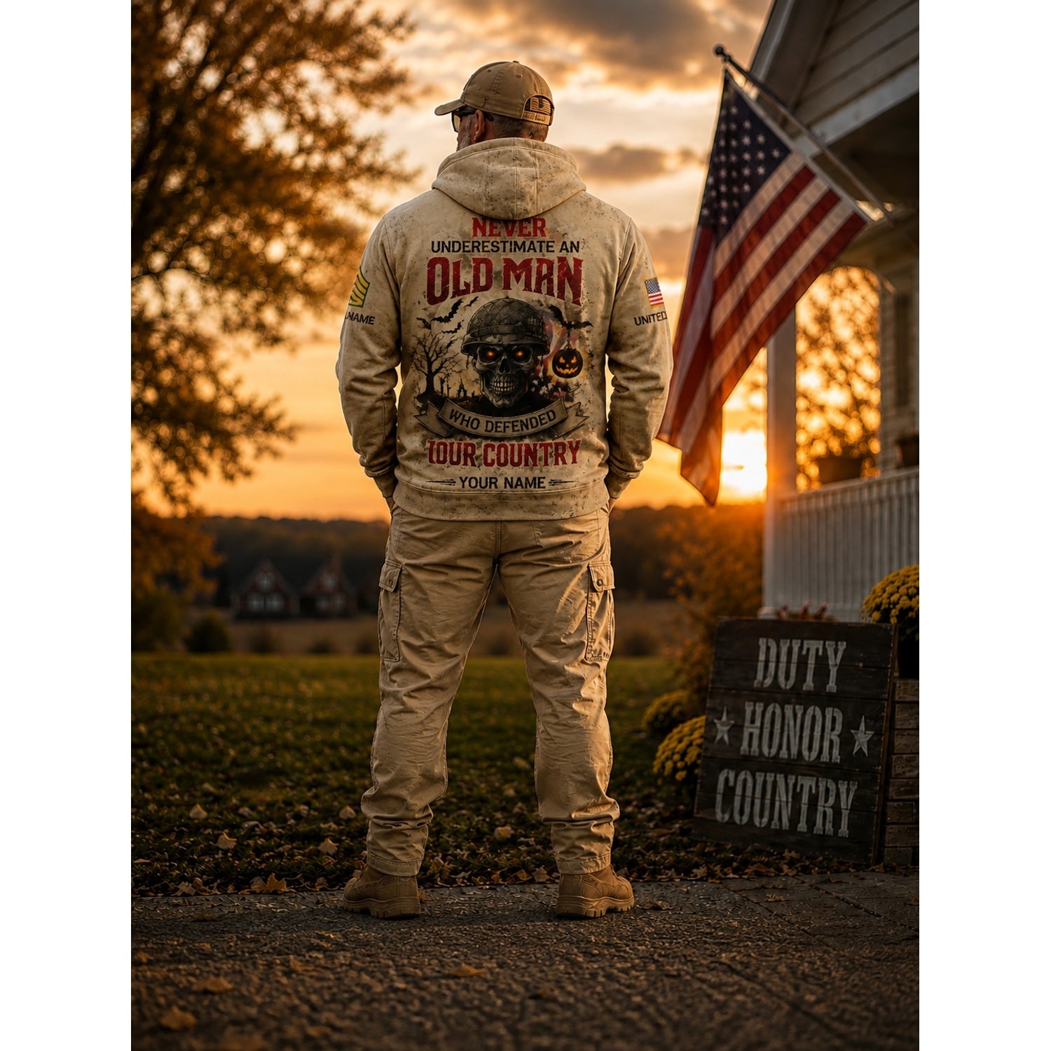 Custom Army Halloween Hoodie Combat Engineer Hoodie Back Graphic Showcase